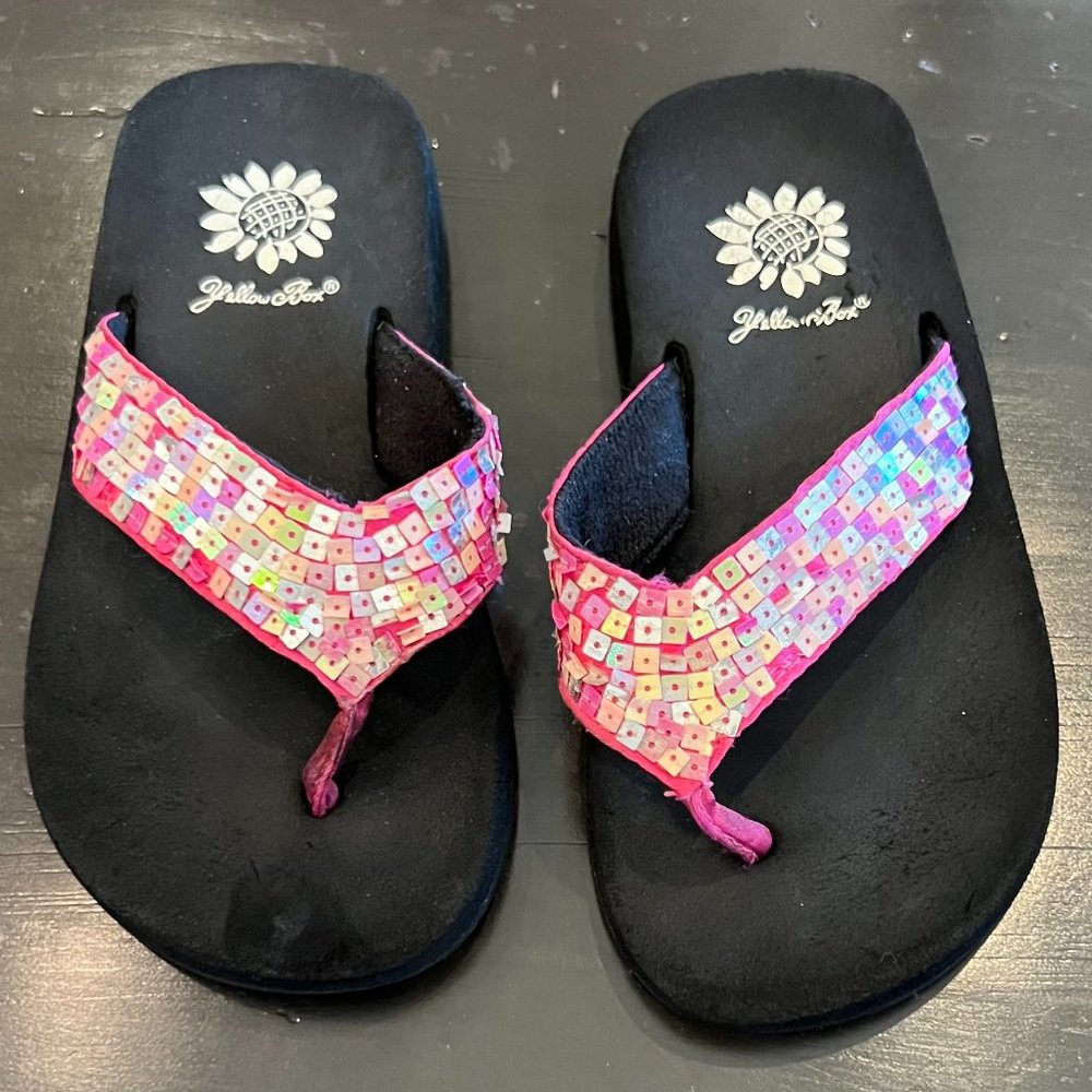 Toddler Yellow Box Flip Flops I Size 12/13